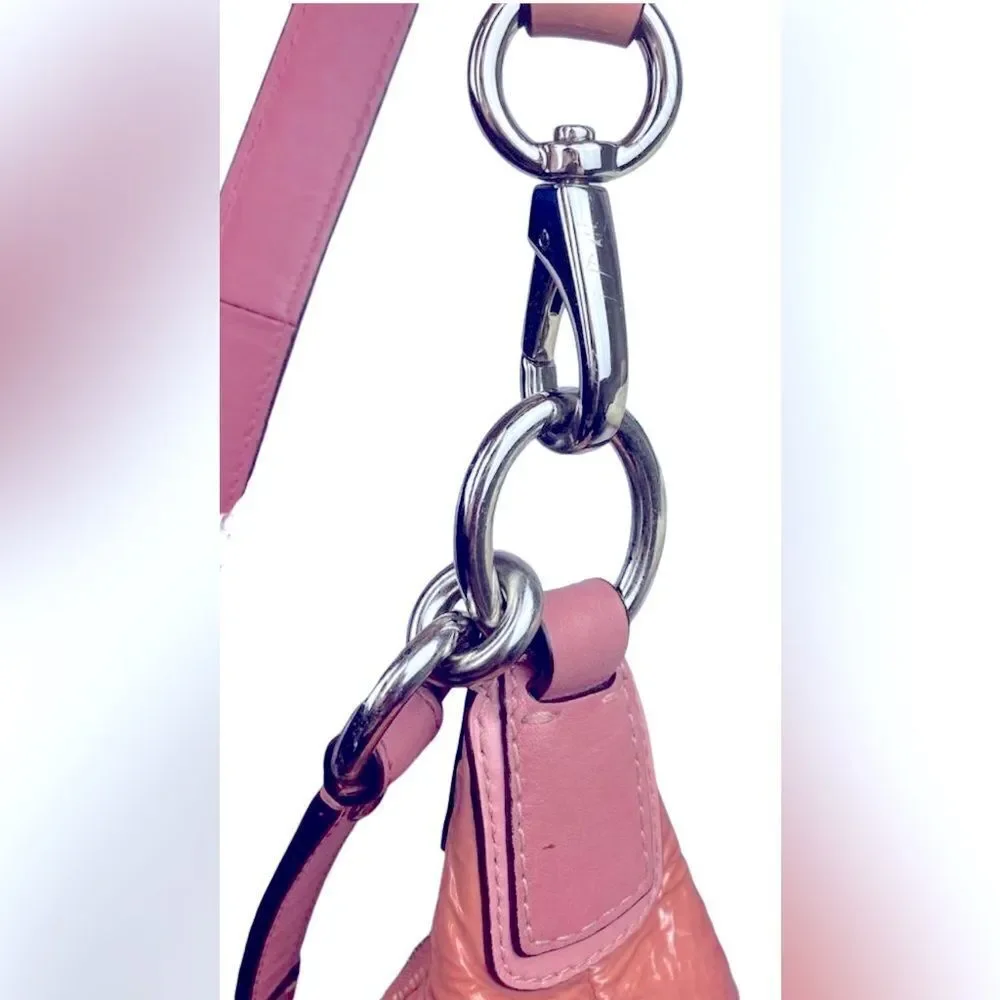 Coach Kristin Patent Leather Hobo Handbag Rose w/Silver-Tone Hardware